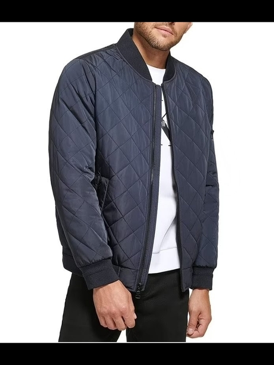 Calvin Klein Other - Calvin Klein Navy Quilted Bomber Jacket M, Mens Zip Baseball Coat Outerwear L